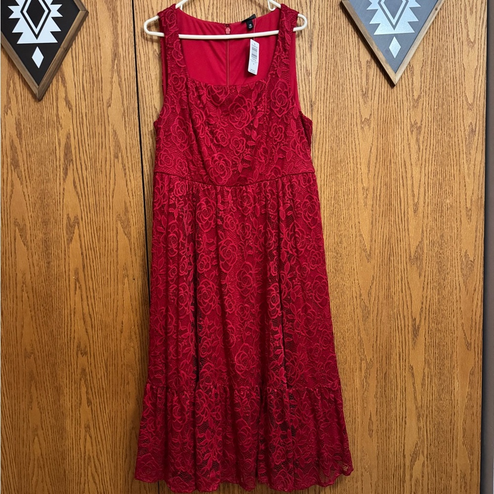 Torrid Elegant Red Lace Dress